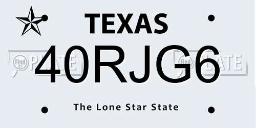 40RJG6 Texas License Plate