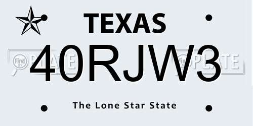 40RJW3 Texas License Plate