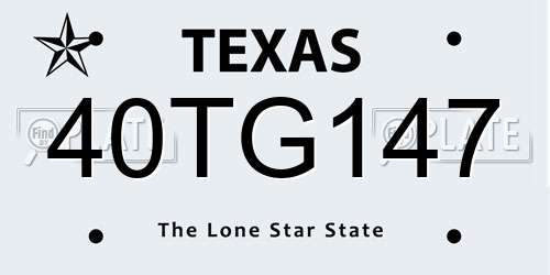 40TG147 Texas License Plate