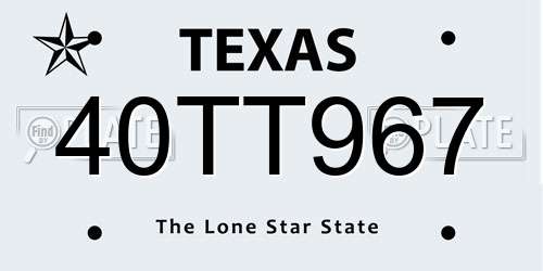 40TT967 Texas License Plate