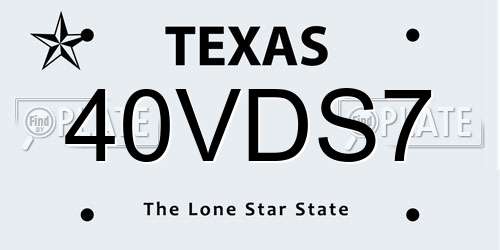 40VDS7 Texas License Plate