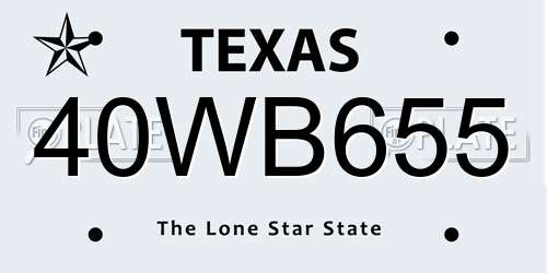 40WB655 Texas License Plate