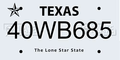 40WB685 Texas License Plate