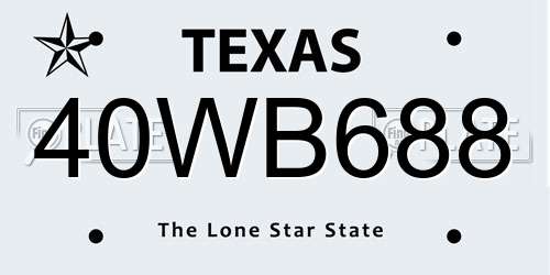 40WB688 Texas License Plate