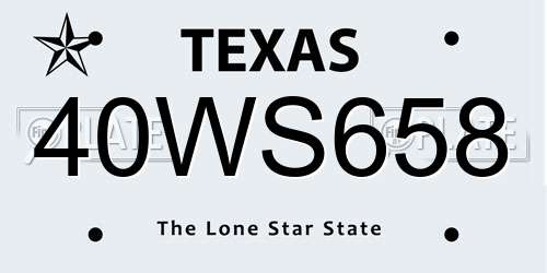 40WS658 Texas License Plate