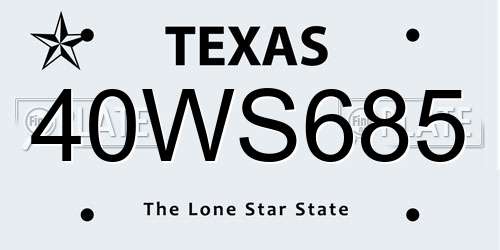 40WS685 Texas License Plate