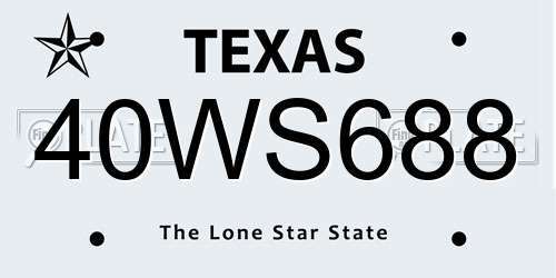 40WS688 Texas License Plate