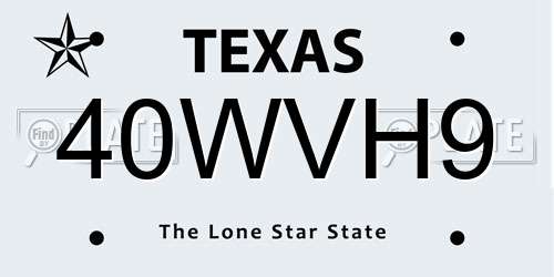 40WVH9 Texas License Plate