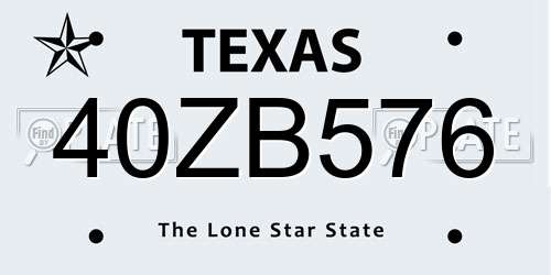 40ZB576 Texas License Plate