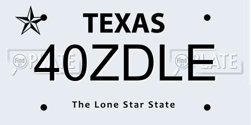 40ZDLE Texas License Plate