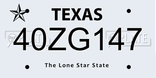 40ZG147 Texas License Plate