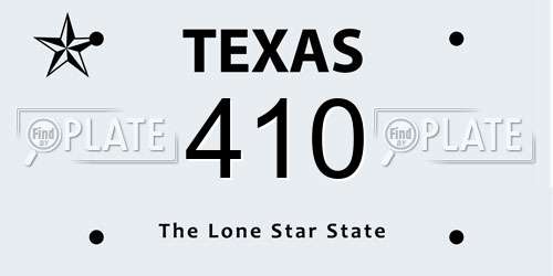 410 Texas License Plate