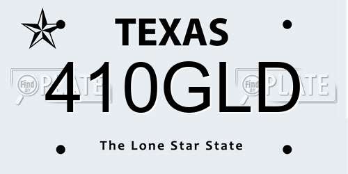 410GLD Texas License Plate