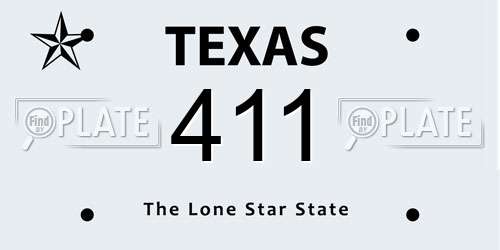 411 Texas License Plate
