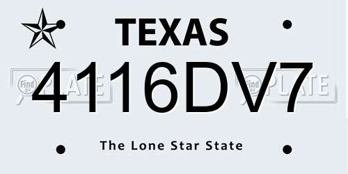 4116DV7 Texas License Plate
