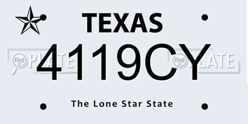 4119CY Texas License Plate
