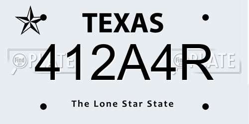 412A4R Texas License Plate