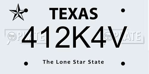 412K4V Texas License Plate