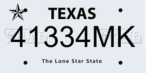 41334MK Texas License Plate