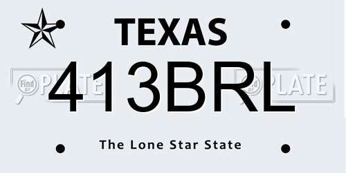 413BRL Texas License Plate