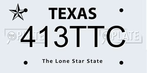 413TTC Texas License Plate