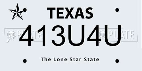 413U4U Texas License Plate