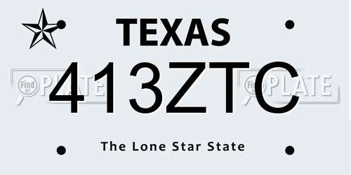 413ZTC Texas License Plate