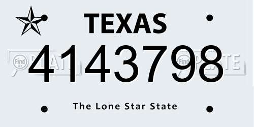 4143798 Texas License Plate