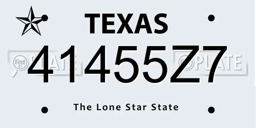 41455Z7 Texas License Plate