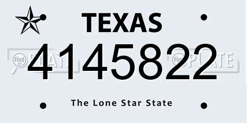 4145822 Texas License Plate