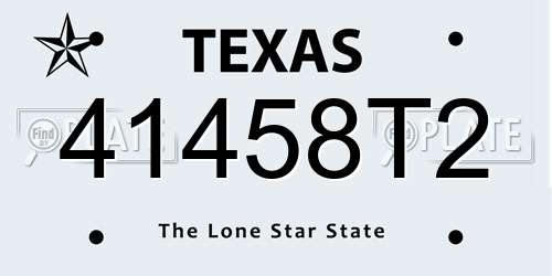 41458T2 Texas License Plate
