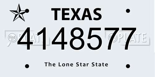 4148577 Texas License Plate