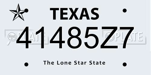 41485Z7 Texas License Plate