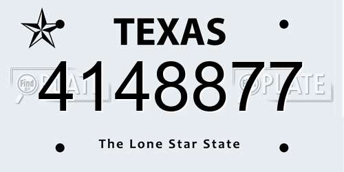 4148877 Texas License Plate