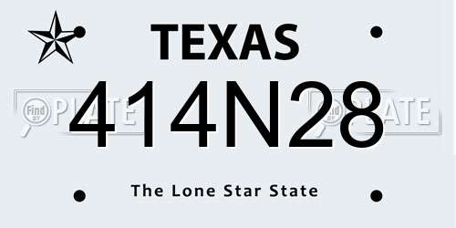 414N28 Texas License Plate