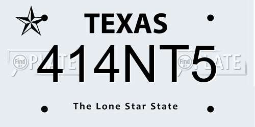 414NT5 Texas License Plate