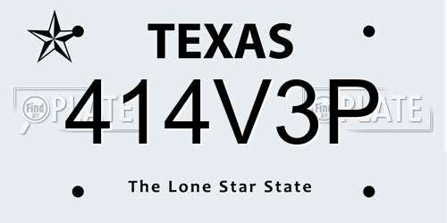 414V3P Texas License Plate