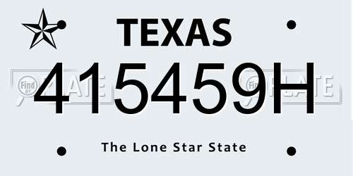 415459H Texas License Plate