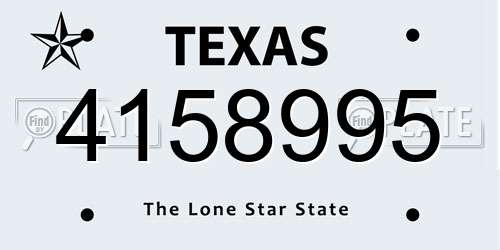4158995 Texas License Plate