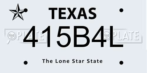 415B4L Texas License Plate