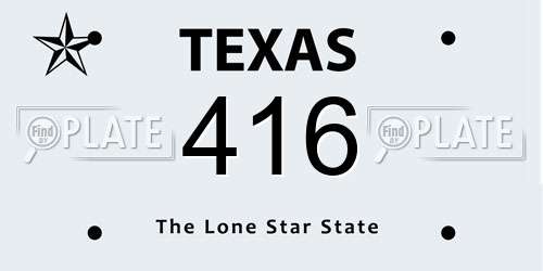 416 Texas License Plate