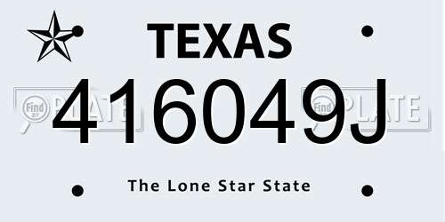 416049J Texas License Plate
