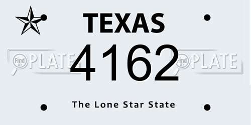 4162 Texas License Plate