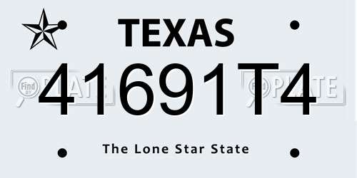 41691T4 Texas License Plate