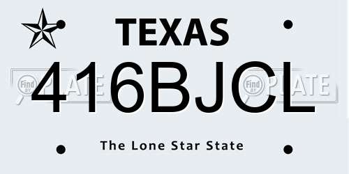 416BJCL Texas License Plate