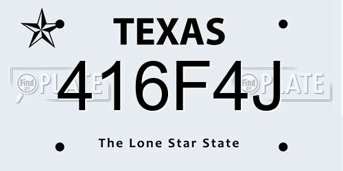 416F4J Texas License Plate