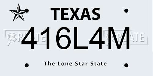 416L4M Texas License Plate