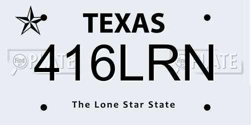 416LRN Texas License Plate