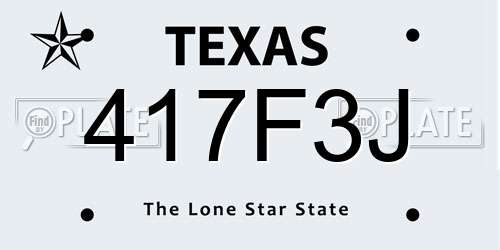 417F3J Texas License Plate