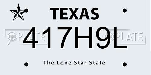 417H9L Texas License Plate